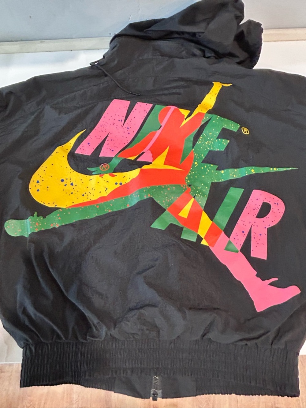 Nike Black Windbreaker Jacket with Neon Yellow, Green & Pink Graphic - Picture 16 of 16